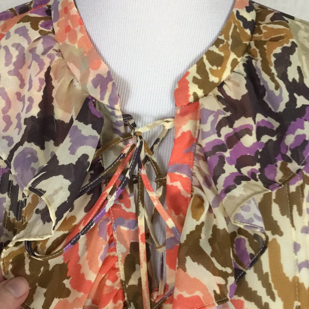 NWOT Lauren Ralph Lauren sheer floral ruffle top - Picture 2 of 7